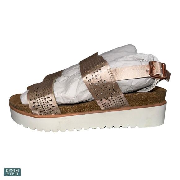 NEW Not Rated Rose Gold Platform Sandals Women’s 6 Cutout Straps Lightweight - Picture 5 of 9